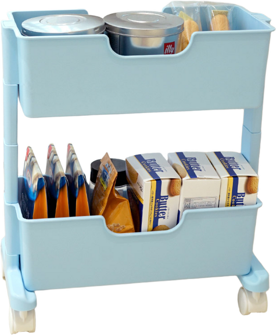 보노하우스 로만 슬림 2단 트롤리, 모던블루, 2개