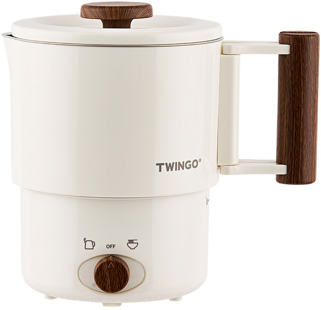 트윙고 레트로 트래블 포트 2종 여행용 포트 폴딩 쿠커 110V / 220V 겸용, 화이트