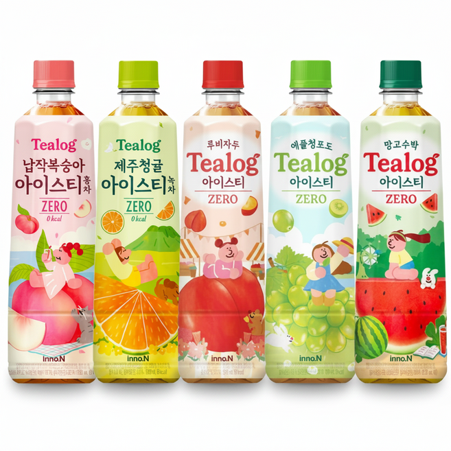 티로그 아이스티 제로 (납작복숭아 제주청귤 루비자두 애플청포도 망고수박) 500ml 각 4개씩 총 20입, 20개