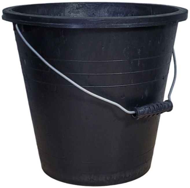 고무 바게스 양동이 손잡이장착포함, 1개, 검정색