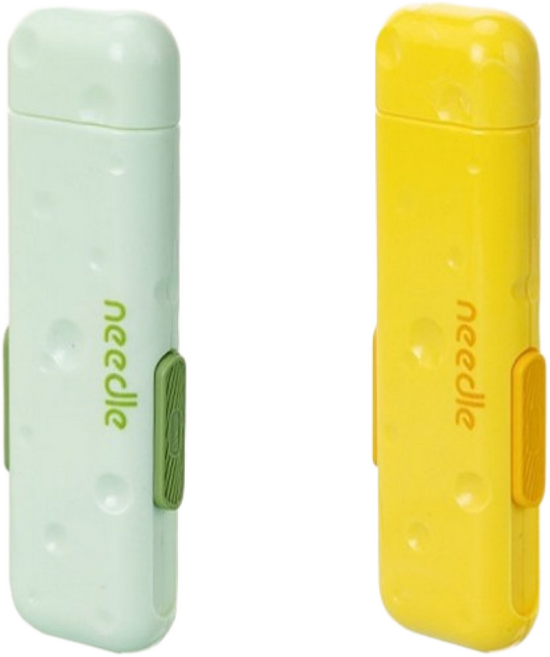 [1+1] 앨오앤지 바늘 실꿰기 실뜯개 자석바늘보관함 3IN1, 1개, 초록+노랑