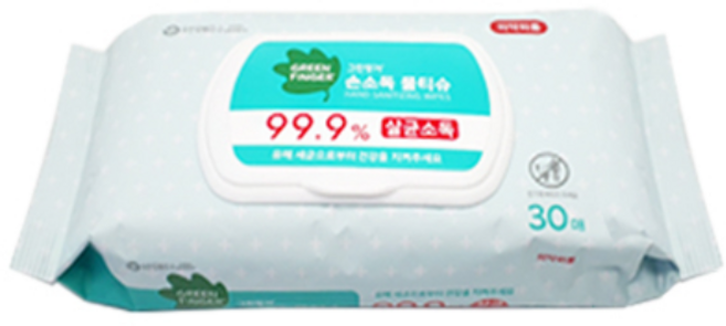그린핑거 손소독 물티슈 캡형, 30매, 6개