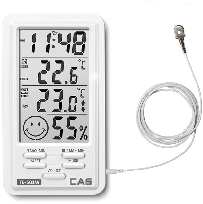 카스 디지털 온습도계 TE-501W, 1개, white