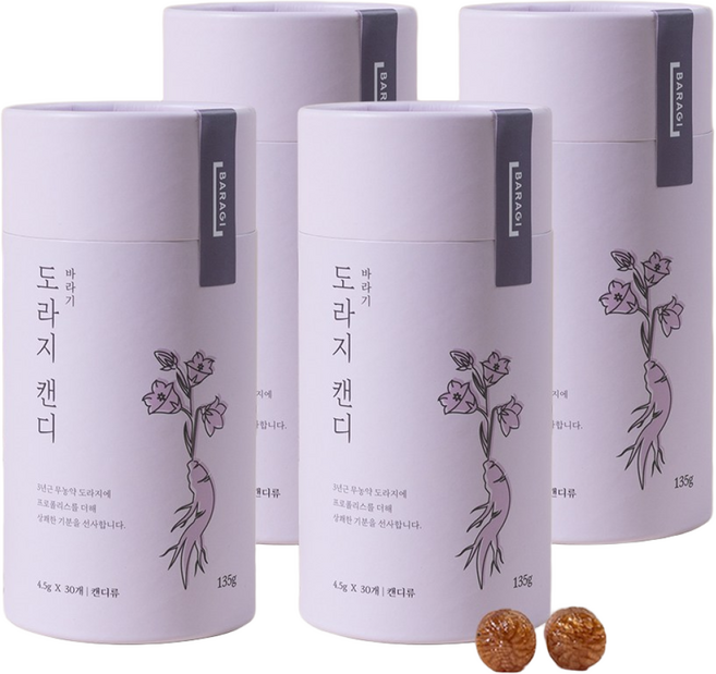 바라기 프로폴리스 도라지 캔디, 135g, 4개