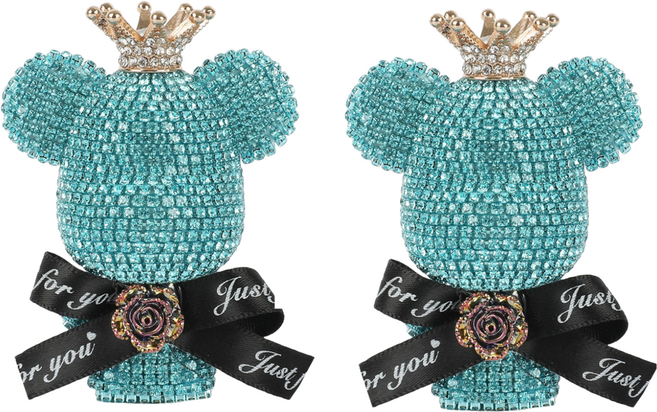 메이루이 큐빅베어(곰돌이) 케릭터 1+1 차량용 방향제+향 (3종향 ) +번호판 고급 명품 차량용 디퓨저 세트, 2개, 레이크블루