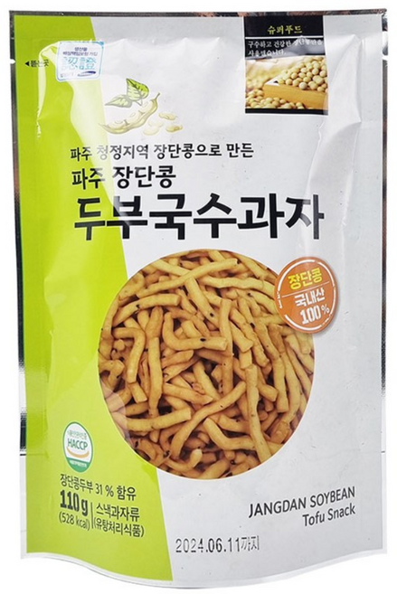 [두부함량 31%] 파주 장단콩 두부국수과자 110g, 1개