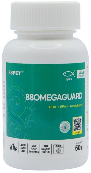 88펫 오메가가드 맛있게 씹어먹는 강아지 고양이 피부 관절 눈 심장 혈관 청어 노르웨이, 60정, 오메가3, 1개