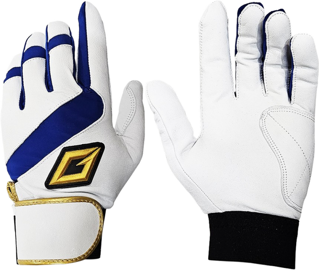 골드이스트 프리미엄 양가죽 야구 올쉽 배팅장갑 양손 1세트, 1개, 화이트+블루