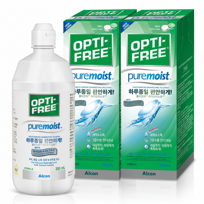 옵티프리 퓨어모이스트 렌즈세정액 + 렌즈케이스, 300ml, 2개