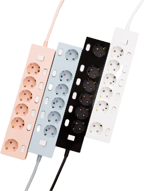 파워존 웨이브 6구 멀티탭 메인 개별 스위치 절전 과부하차단 멀티콘센트 50cm 1.5m 3m 5m 7m, 개별 6구 블랙, 1개