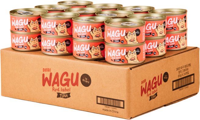 3651 와구 고양이 간식캔, 24개, 85g, 레드라벨 참치
