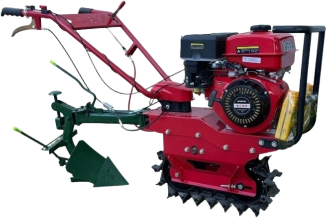 K-STORE 무한궤도 관리기 쟁기전용 가솔린 다기능 휘발유 텃밭 농업용 소형 쟁기 밭가는기계 소작농 농장 미니 경운기, 1세트, 기본+도랑+괭이질