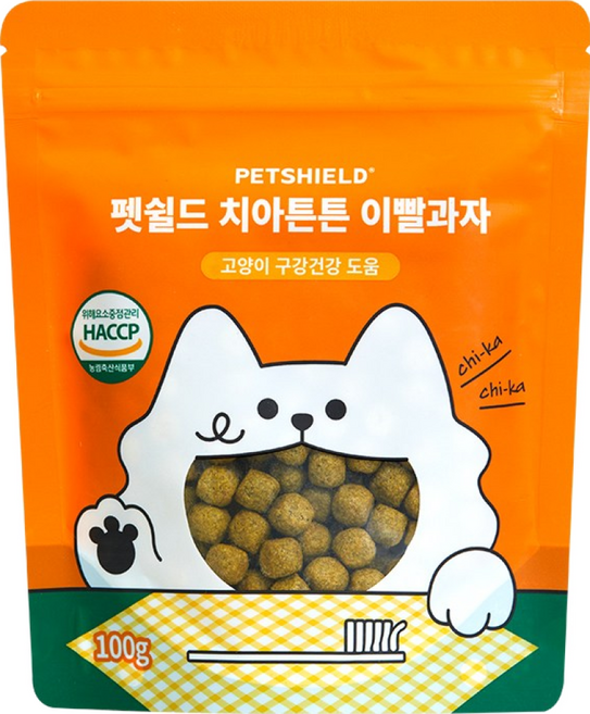 펫쉴드 고양이 덴탈 치아튼튼 이빨과자 치석 입냄새 제거, 1개, 100g