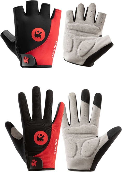 댄트스포츠 충격흡수 자전거 장갑 반장갑 + 긴장갑 1세트 2개, 라이딩레드, 1개