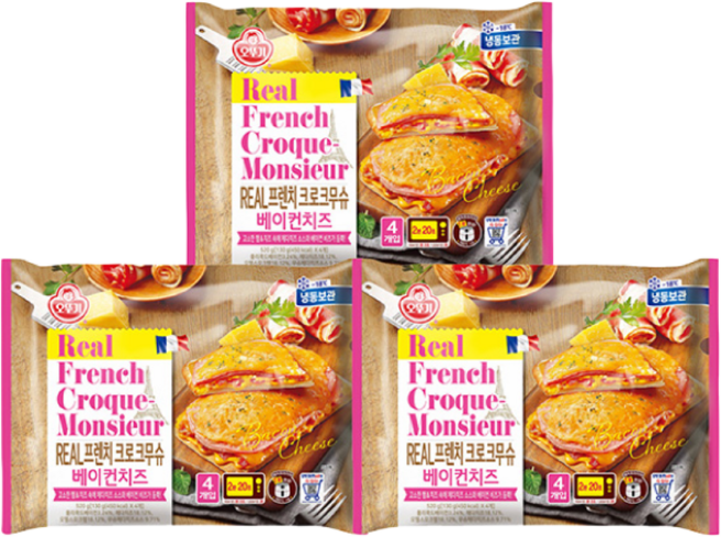 리얼 프렌치 크로크무슈 베이컨치즈 130g 4입x3개, 3개, 520g
