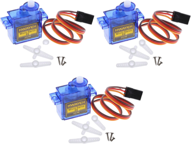 JK 서보모터 미니 마이크로 9G 360도 소형 RC 아두이노 SG 90 교육 연구 개발 코딩, 3개, 블루