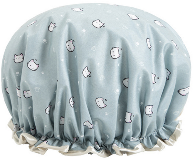 샤워 헤어캡 세안 방수 밴드형 사우나 샤워모자, 1개, 고양이그린