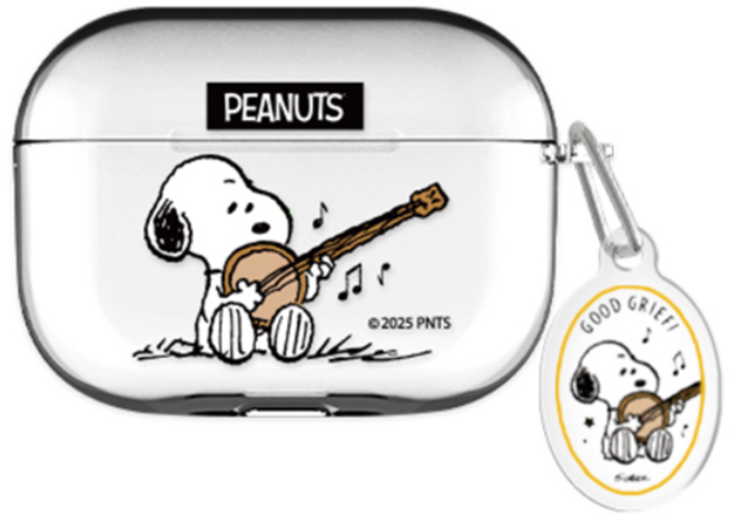 스누피 에어팟프로2/에어팟3/에어팟4 클리어 케이스 +아크릴키링 세트, 씽앤쏭_플레이 더 기타, AirPods Pro(2세대), 1개