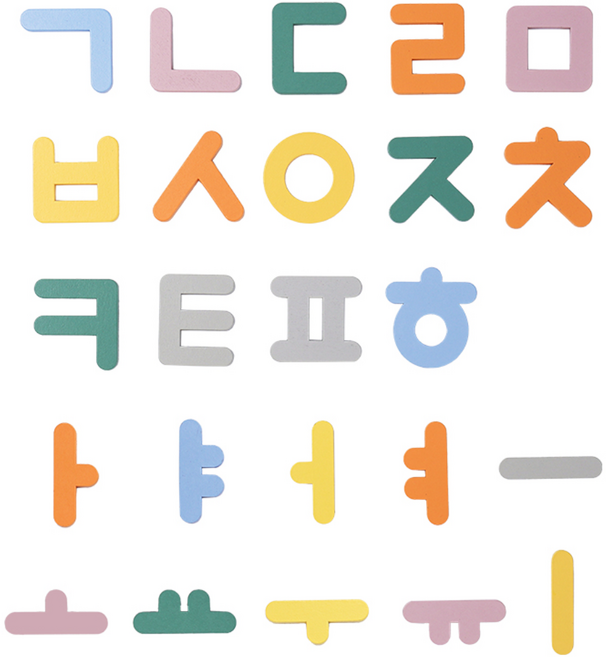 쏠앤샘 파스텔 알파벳 한글 숫자 원목 자석 블럭 유아 아동 어린이 교구, 1세트