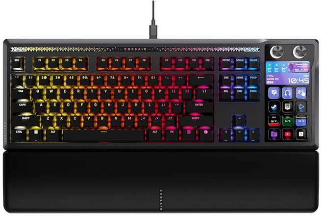 Corsair 海盜船 GALLEON 100 機械鍵盤 紫軸 SD多媒體控制 5吋LCD 有線鍵盤 電競鍵盤 遊戲鍵盤, 黑色, 英文, 主商品