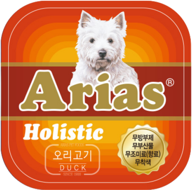 아리아스 홀리스틱 애견사각캔 오리고기 2box(32개), 100g, 32개
