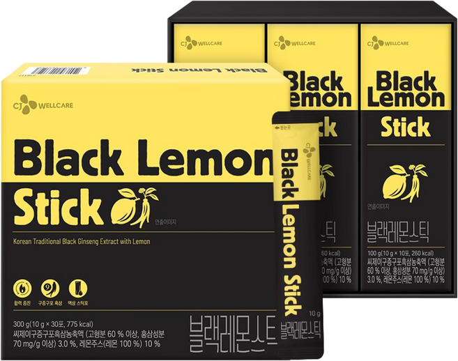 CJ 한뿌리 블랙레몬스틱, 30개, 10g