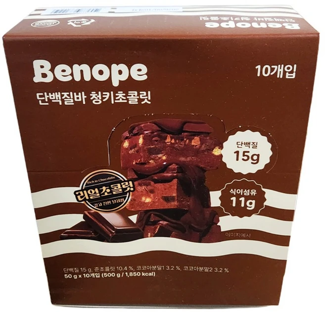 베노프 단백질바 라이트 청키초콜릿, 50g, 10개 - 쿠팡