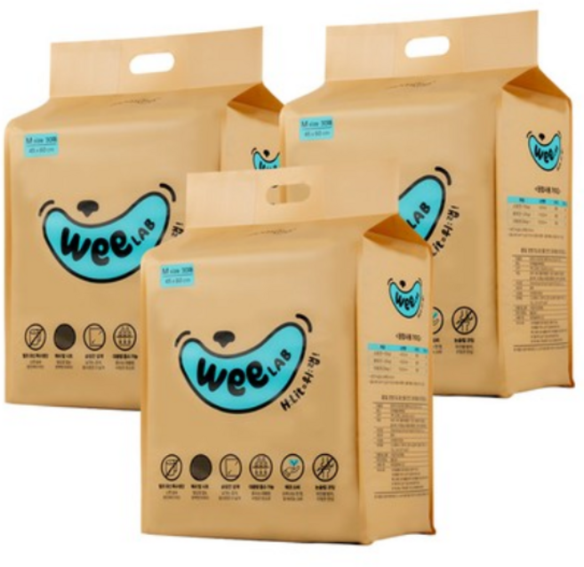 위랩패드 히릿패드 강아지 배변패드 3팩(중형 90매/대형 45매), 대형(65cm*100cm)