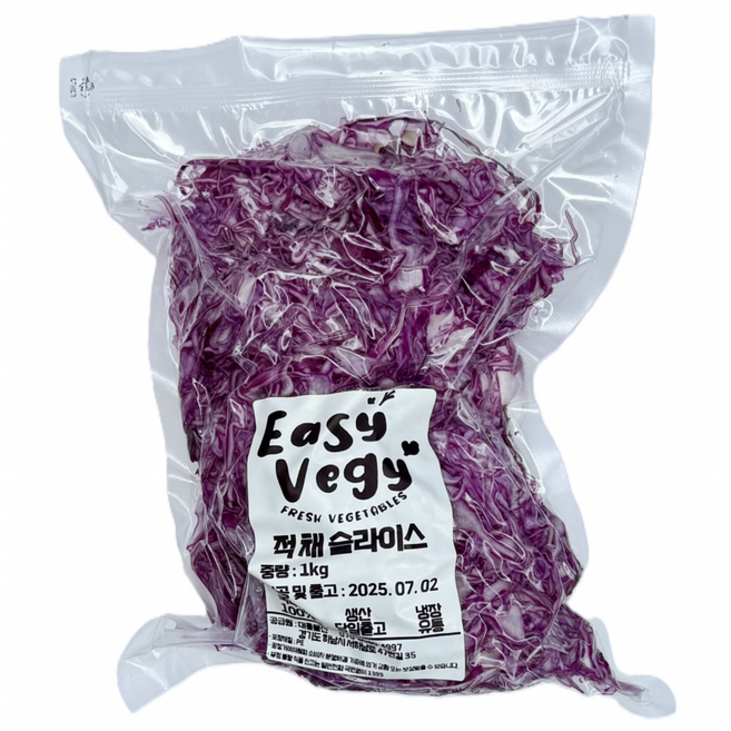 국산 냉장 진공포장 적채 적양배추 슬라이스, 1개, 1kg
