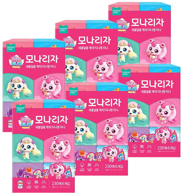 모나리자 캐치! 티니핑 미니 미용티슈 230매 6입 천연펄프, 230개입, 36개