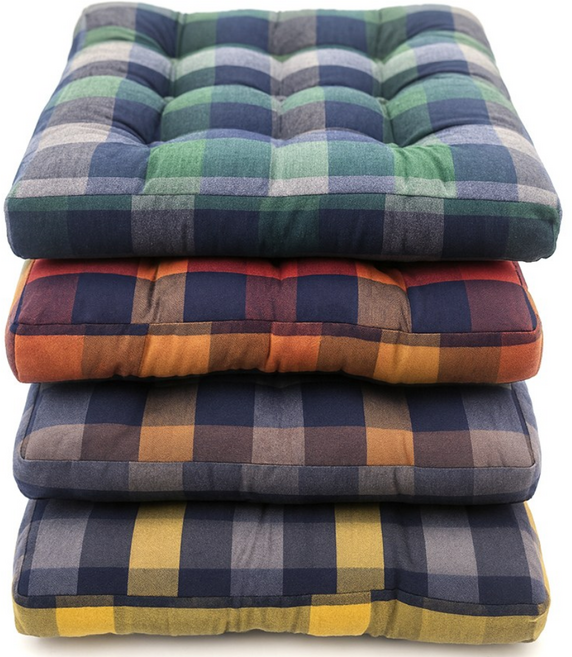 쓰리몰 두꺼운 체크 순면 방석 55x55 대 40X40 중 거실 바닥 쿠션 좌식 대형 방석