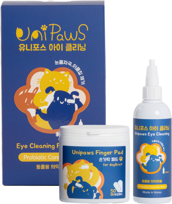 유니포스 강아지 고양이 아이 클리닝 150ml + 손가락 패드 50p 세트, 1세트