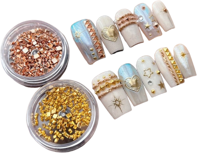 지웅마켓 네일 마름모 돌출 파츠 참, 1개, 골드 로즈골드