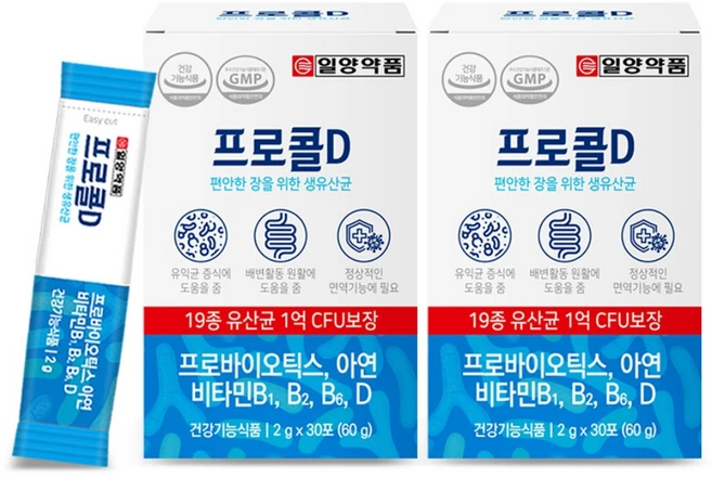 일양약품 프로콜D 유산균 콜라겐 비타민D 아연 2개월분 유니바이오, 60g - 쿠팡