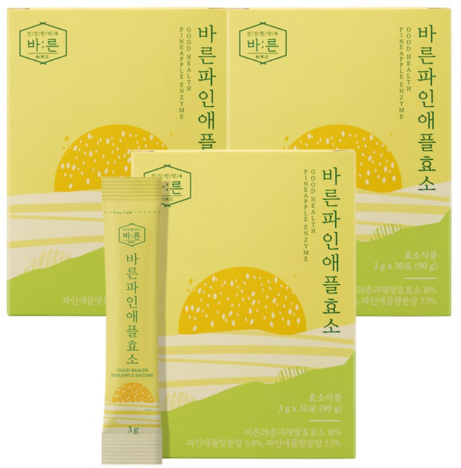 바른 파인애플 효소 과채 발효, 90g, 3박스
