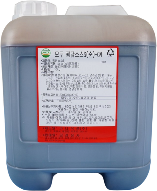 가나식품 안동 모두 찜닭소스 순한맛 10KG 찜닭양념, 1개