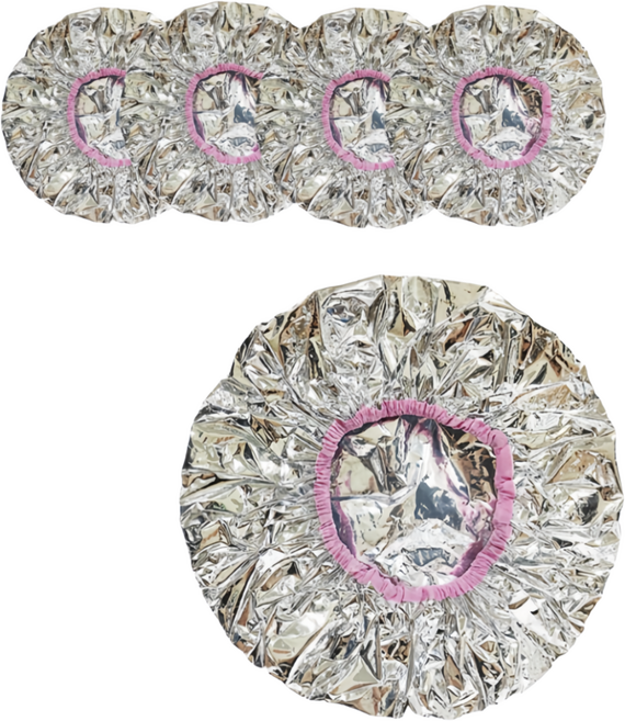 율이 헤어캡 셀프 홈 무선 온열캡 샤워캡 고급형 트리트먼트헤어 스티머전용 사우나용 찜질방용 남여공용, 4개, 핑크