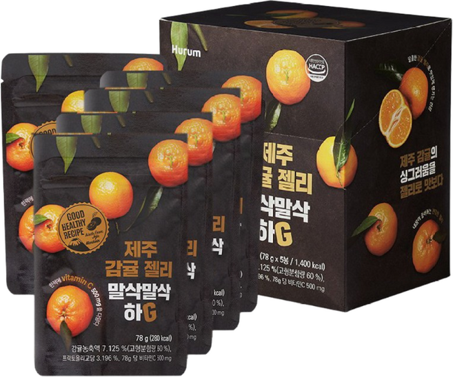 맛있는귤공방 휴럼 제주 감귤젤리 말삭말삭하G, 390g, 1개