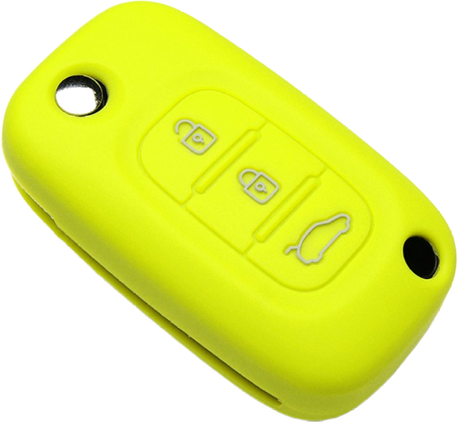 KEINZ 르노 SM3 실리콘 폴딩키케이스 키홀더, 옐로우그린
