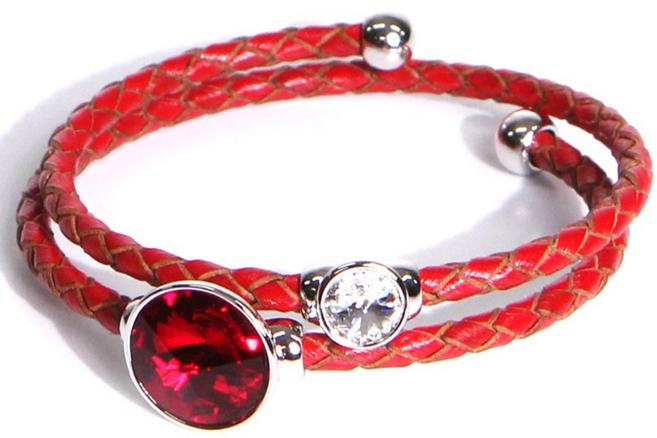 정품 스와로브스키 크리스탈 탄생석 열두달 생일 소가죽 뱅글 팔찌