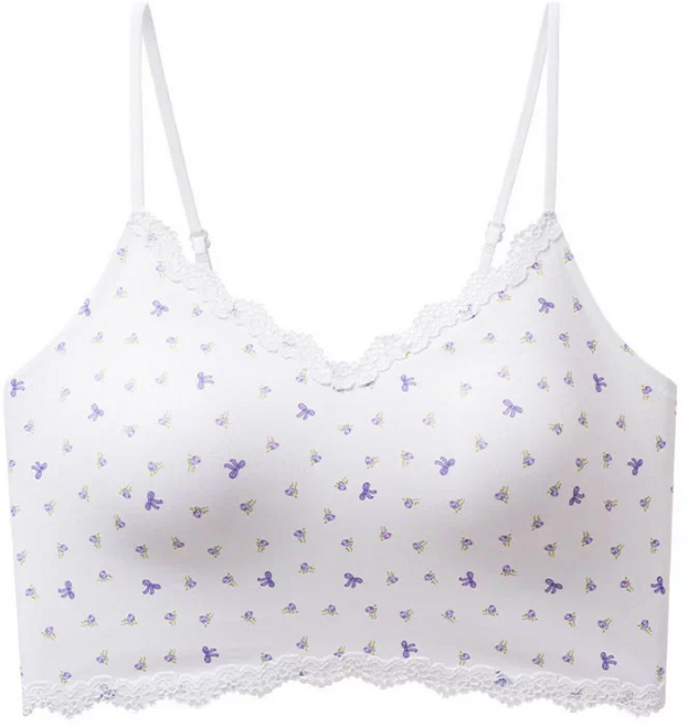 제이로 노와이어 패드일체형 캡내장 플라워 레이스 브라탑 크롭 나시