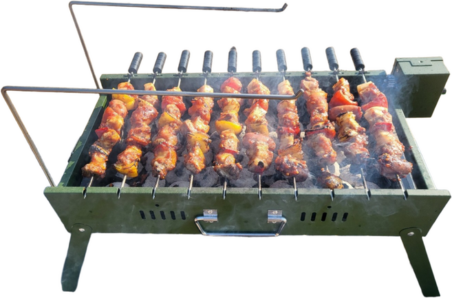 [국내생산]2025 NEW 프리미엄 쉴그릴 캠핌용 휴대용 자동 회전꼬치 그릴 기계, 1개