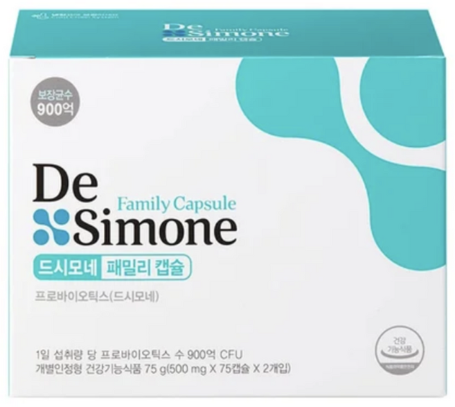 드시모네 패밀리 캡슐 500mg x 150캡슐 장면역 식물성 900억 고함량 유산균, 1박스, 50회분