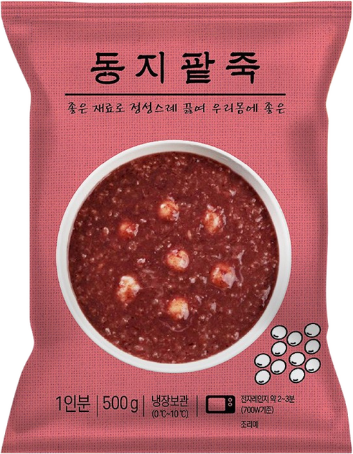 새싹푸드 동지팥죽 500g 냉장 간편죽 건강 영양식 아침 식사대용 파우치 죽 간식 대용량 업소용 식당용, 10개