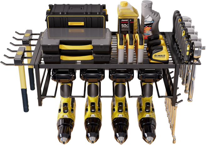 HAM 다층 전동공구 수납 선반 벽걸이 핸드 드릴 공구 선반 차고 드라이버 거치대 공구 수납 선반, 1개