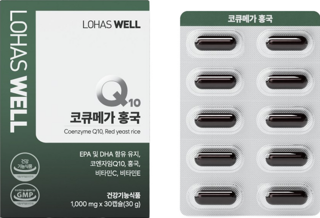 로하스웰 코큐텐 알티지오메가3 홍국, 6개, 30정