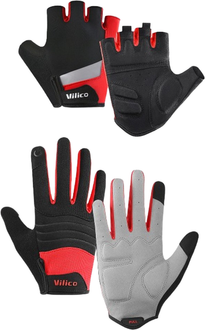 댄트클럽 씽씽 라이딩 S4 자전거장갑 긴장갑 + 반장갑 1세트, 2개, 라이딩레드