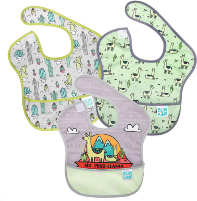 [범킨스] 자기주도 이유식 방수 턱받이 3팩 세트, 1개, 라마