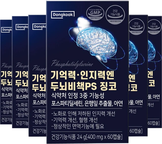 동국헬스케어 두뇌비책 PS 영양제 24g, 60정, 6개 - 쿠팡