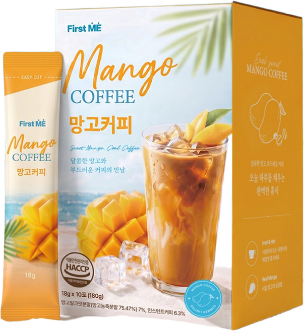 퍼스트미 망고커피 망고라떼 mango coffee 아이스커피 커피믹스 커피스틱 스틱커피, 1박스, 10개입, 180g